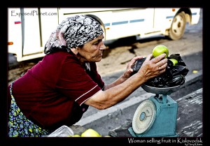 Russian woman selling fruit on the street © ExposedPlanet.com Images, all rights reserved